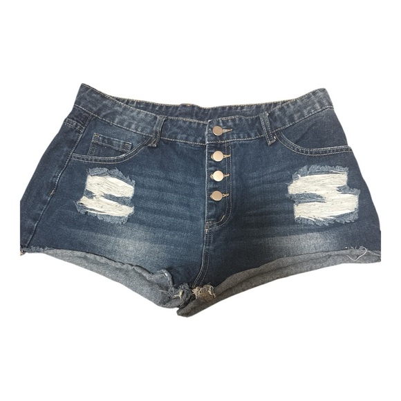 Pants - Denim Distressed Jean Shorts button down Cutoffs Women's  Size XL